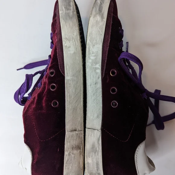 AUTHENTIC Golden Goose Superstar Sneaker in Bordeaux Velvet & White Star - Picture 7 of 15